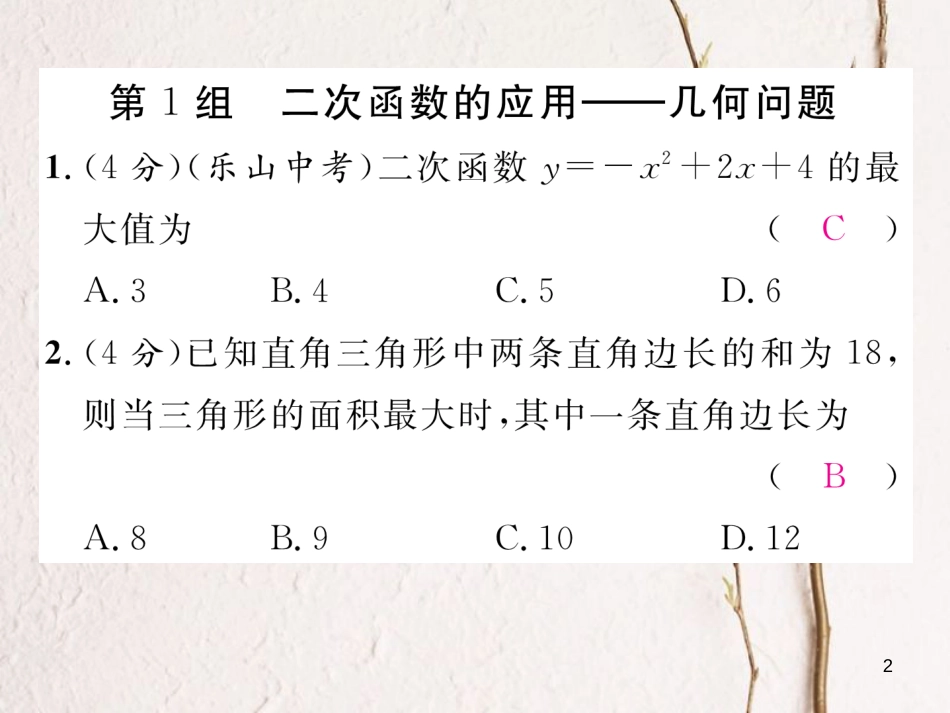 九年级数学下册 双休作业（五）作业课件 （新版）北师大版_第2页