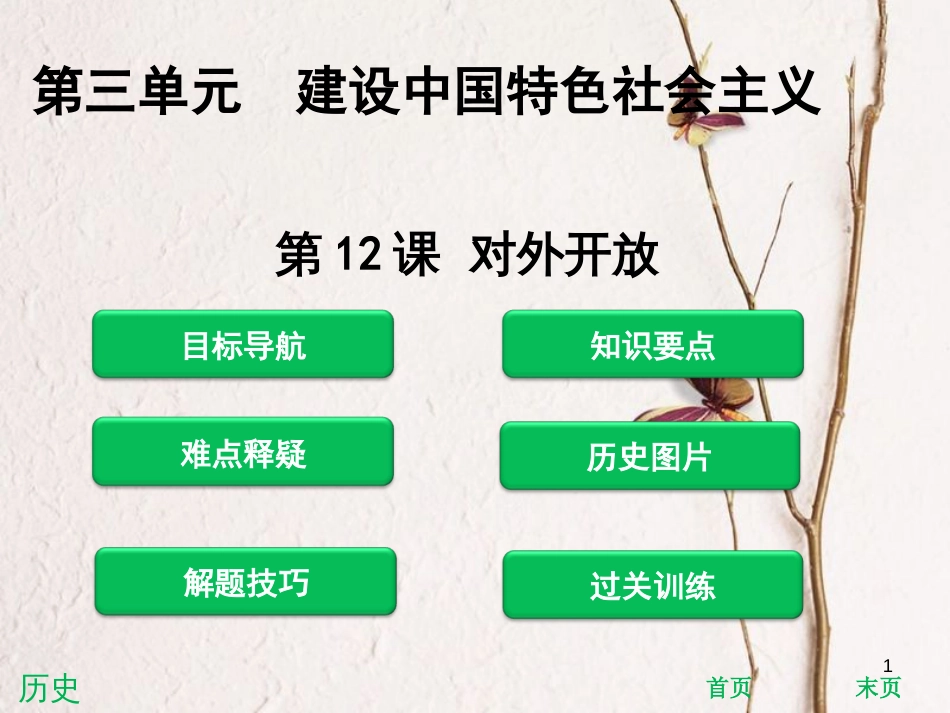 八年级历史下册 第3单元 建设中国特色社会主义 第12课 对外开放课件 北师大版_第1页