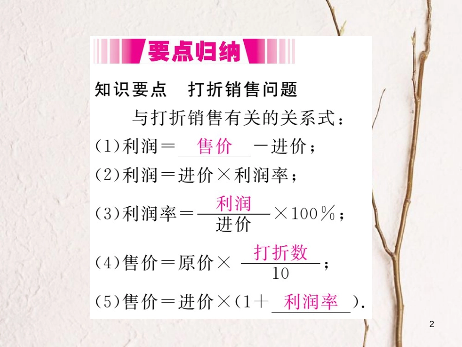 七年级数学上册 5.4 应用一元一次方程—打折销售（小册子）课件 （新版）北师大版_第2页