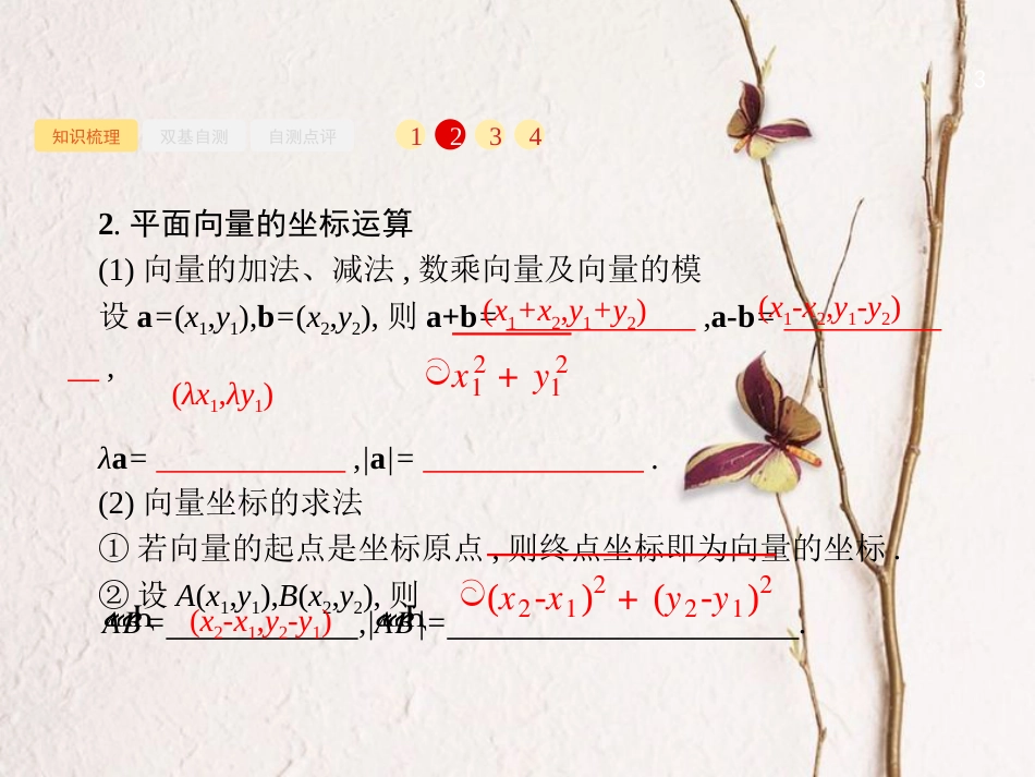 2019届高考数学一轮复习 第五章 平面向量、数系的扩充、复数的引入 5.2 平面向量基本定理及向量的坐标表示课件 文 新人教B版_第3页