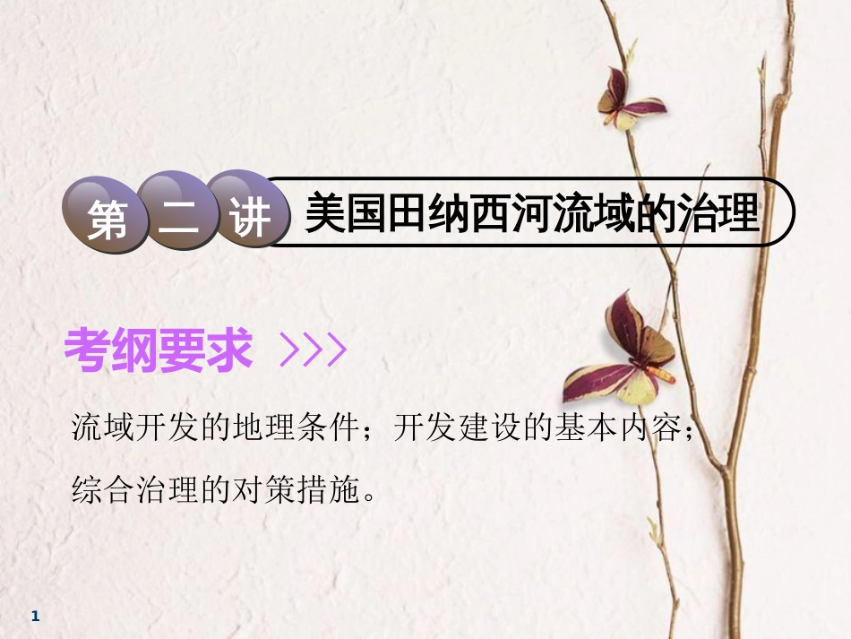 2019版高考地理一轮复习 第4部分 区域可持续发展 第十二章 区域可持续发展 第二讲 美国田纳西河流域的治理课件 中图版_第1页