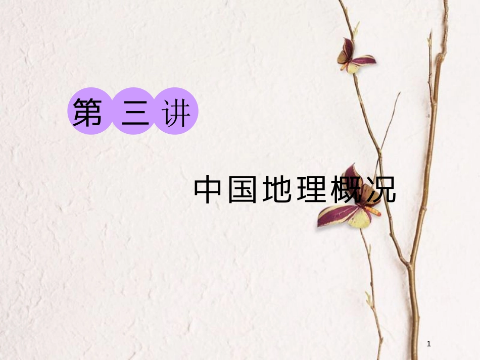 2019版高考地理一轮复习 第三部分 区域地理——辨其地、知其征 第三讲 中国地理概况精选课件_第1页
