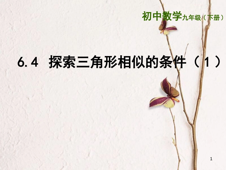 重庆市沙坪坝区九年级数学下册第6章图形的相似6.4探索三角形相似的条件（1）课件（新版）苏科版_第1页