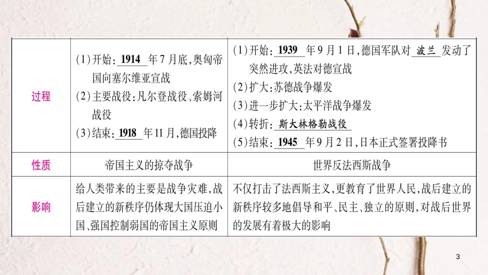 中考历史总复习 第二篇 知能综合提升 专题7 两次世界大战及一战后世界格局课件 新人教版_第3页