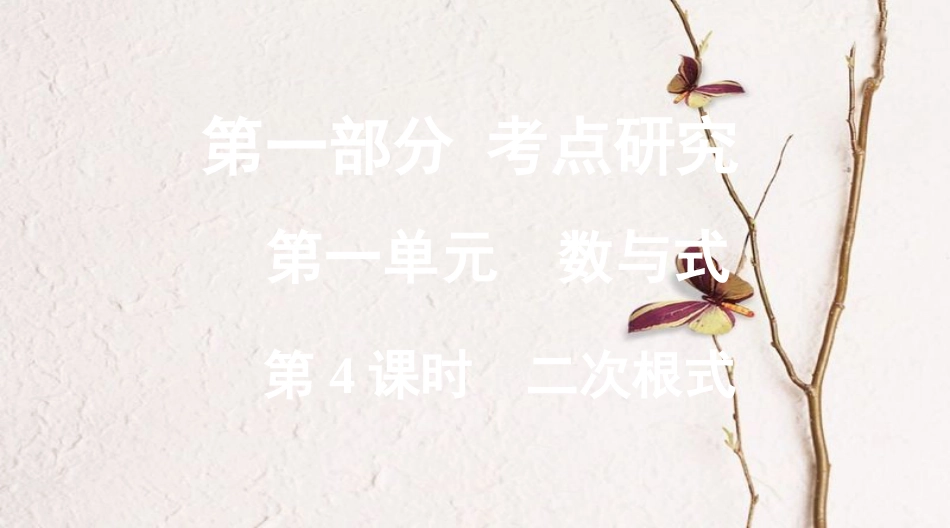 浙江省中考数学复习第一部分考点研究第一单元数与式第4课时二次根式课件_第1页
