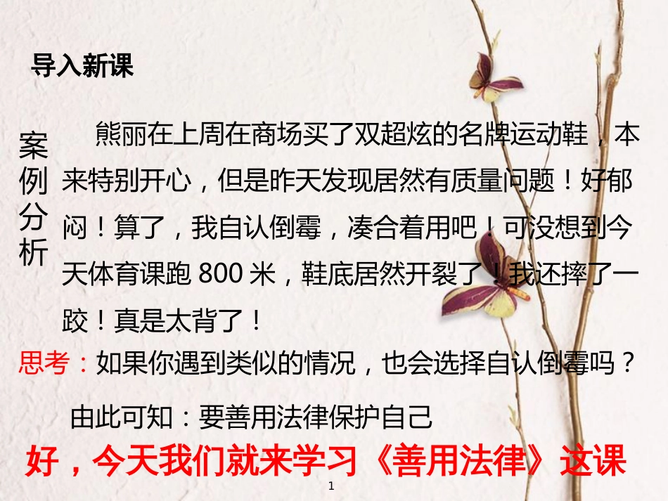 广东省河源市八年级道德与法治上册 第二单元 遵守社会规则 第五课 做守法的公民 第3框 善用法律课件 新人教版_第1页