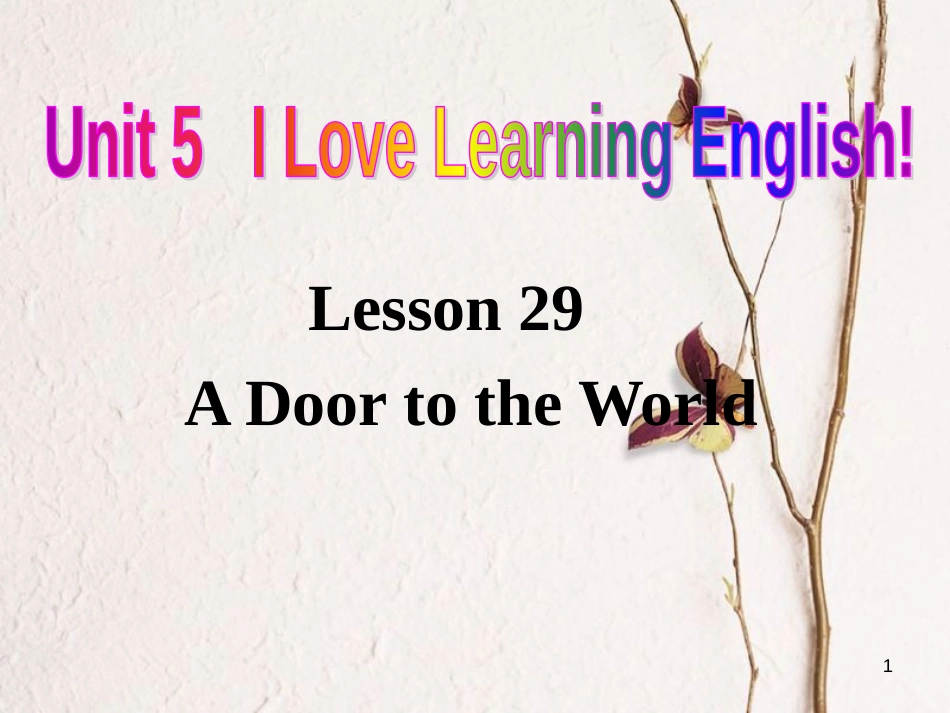 七年级英语下册 Unit 5 I Love Learning English Lesson 29 A Door to the World课件2 （新版）冀教版_第1页