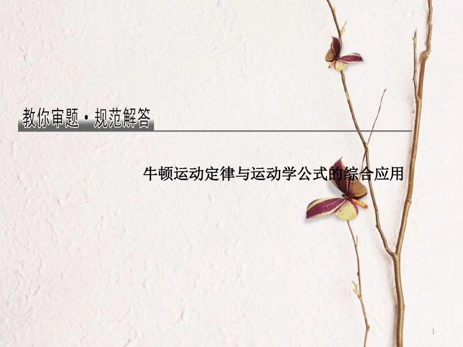 2019版高考物理总复习 教你审题 1 牛顿运动定律与运动学公式的综合应用课件_第1页