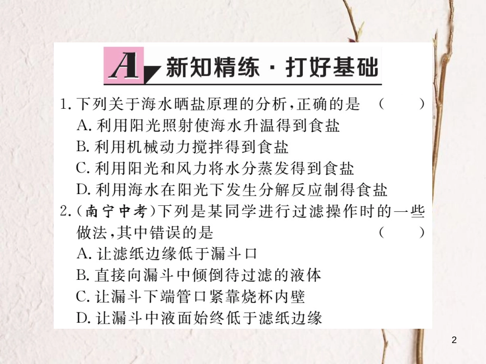 （通用）九年级化学下册 第11单元 盐 化肥 实验活动8 粗盐中难溶性杂质的去除课件 （新版）新人教版_第2页