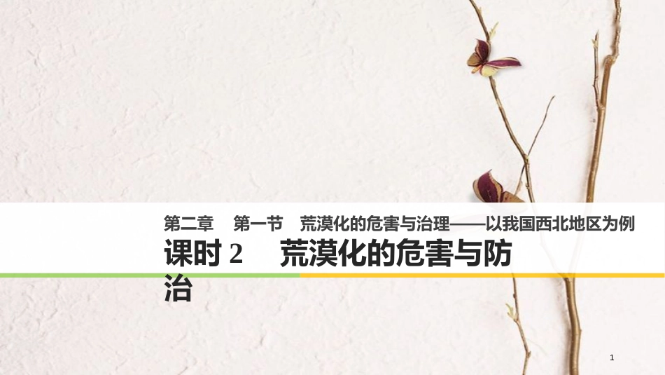 高中地理 第二章 区域可持续发展 第一节 荒漠化的危害与治理——以我国西北地区为例（2）同步备课课件 湘教版必修3_第1页