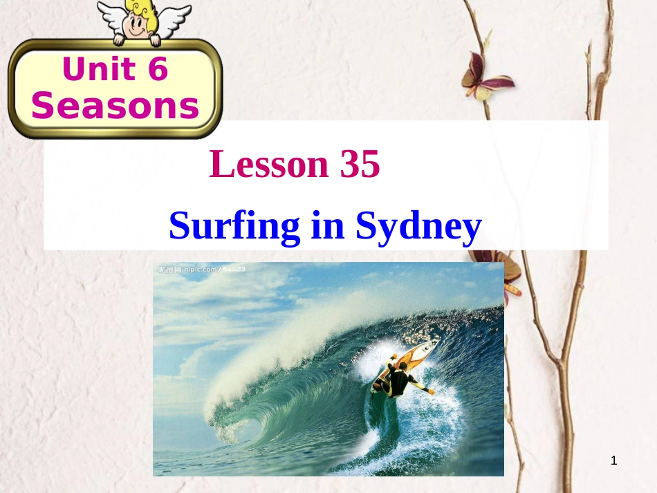 七年级英语下册Unit6SeasonsLesson35SurfinginSydney课件（新版）冀教版_第1页