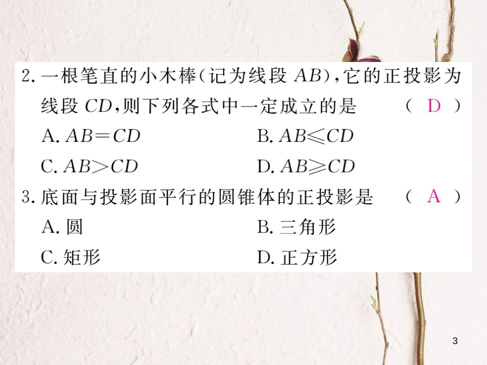 九年级数学下册 第25章 投影与视图 25.1 第2课时 正投影练习课件 （新版）沪科版_第3页