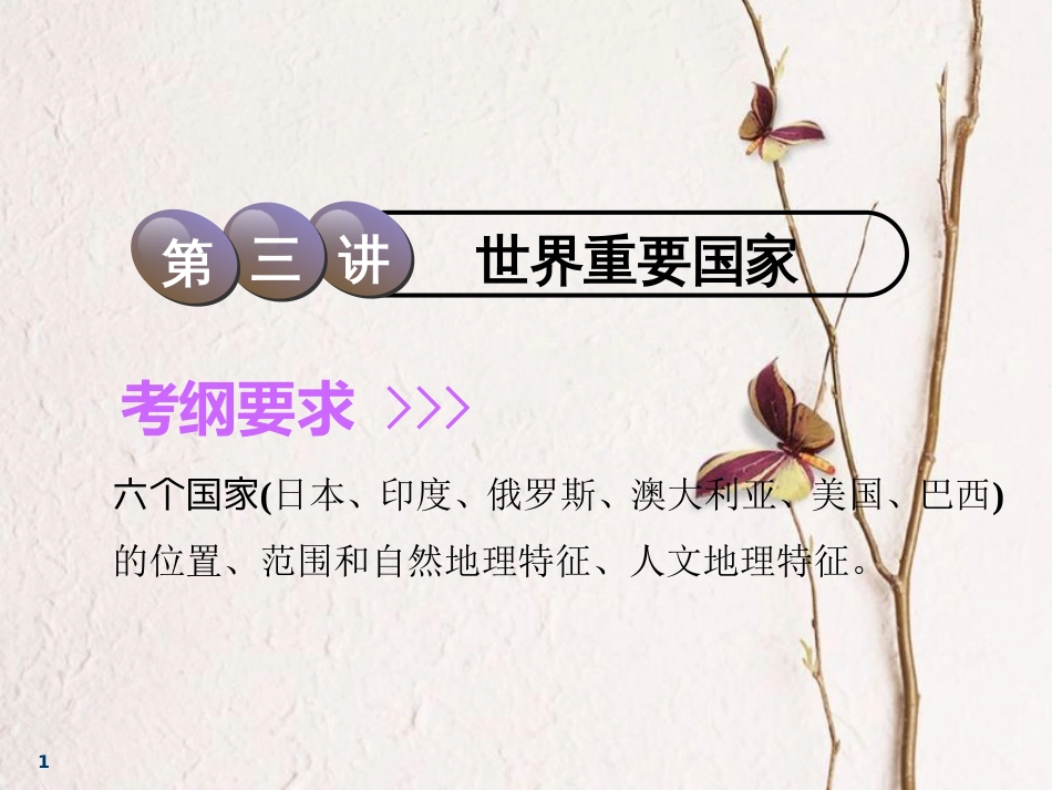 2019届高考地理一轮复习 第十二章 世界地理 第三讲 世界重要国家课件_第1页
