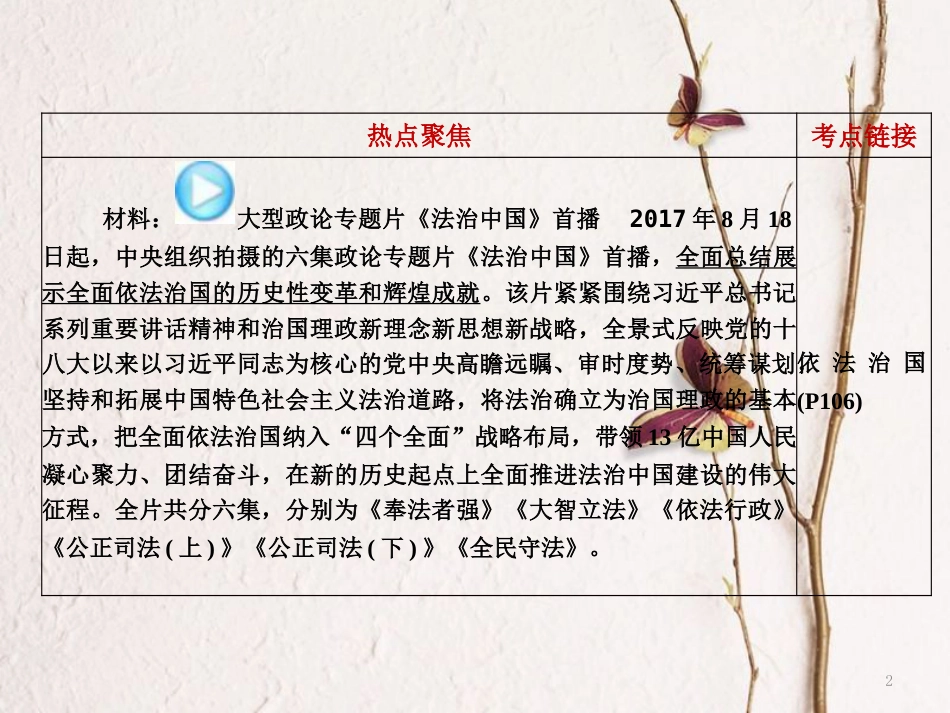 湖南省中考政治第三部分热点专题攻略专题五大型政论专题片《法治中国》课件新人教版_第2页