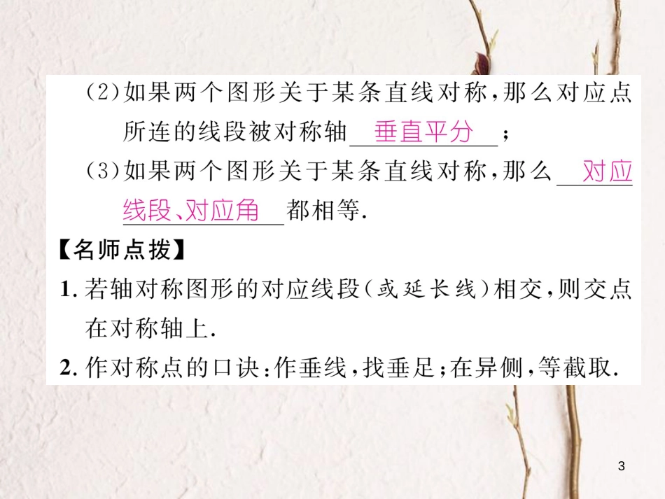 七年级数学下册 第5章 生活中的轴对称 2 探索轴对称的性质作业课件 （新版）北师大版_第3页