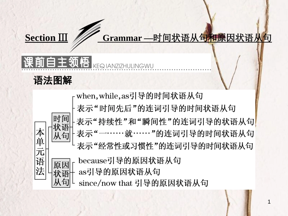 高中英语 Module 5 Newspapers and MagazinesSection Ⅲ Grammar 时间状语从句和原因状语从句课件 外研版必修2_第1页