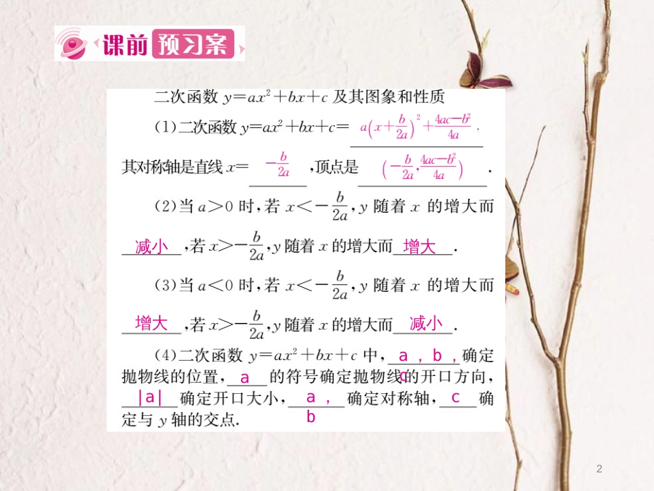 九年级数学上册 22 二次函数 22.1 二次函数的图象和性质 22.1.4 第1课时 二次函数y＝ax2+bx+c的图象和性质课件 （新版）新人教版_第2页