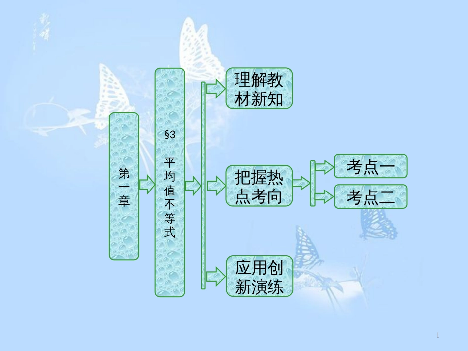 高中数学 第一章 不等关系与基本不等式 3 平均值不等式课件 北师大版选修4-5_第1页