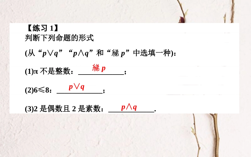 高中数学 第一章 常用逻辑用语 第4课时 简单的逻辑联结词课件 新人教B版选修2-1_第3页