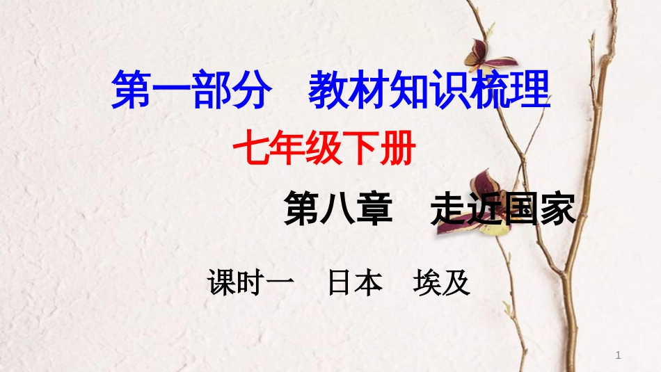 （新疆地区）中考地理总复习 七下 第八章 走近国家（课时一 日本 埃及）基础知识梳理课件_第1页