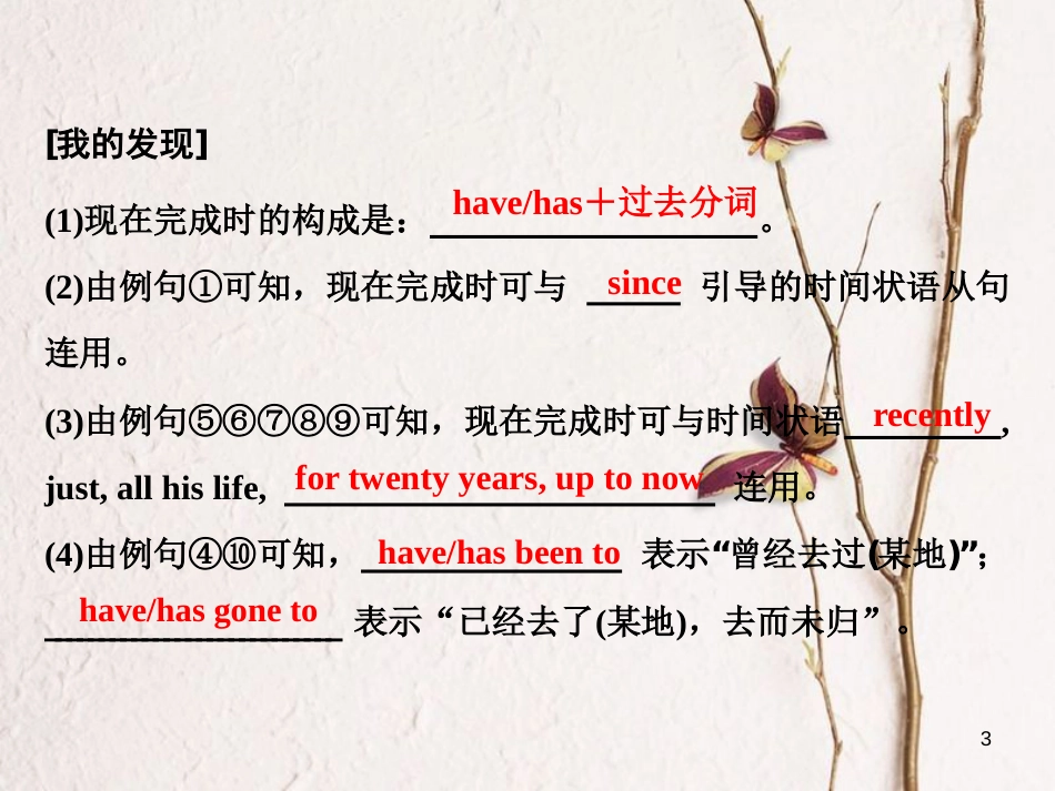 高中英语 Module 4 A Social Survey-My NeighbourhoodSection Ⅲ Grammar-现在完成时课件 外研版必修1_第3页