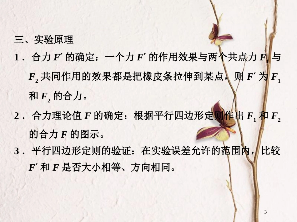 高中物理 第三章 相互作用 实验：探究求合力的方法课件 新人教版必修1_第3页