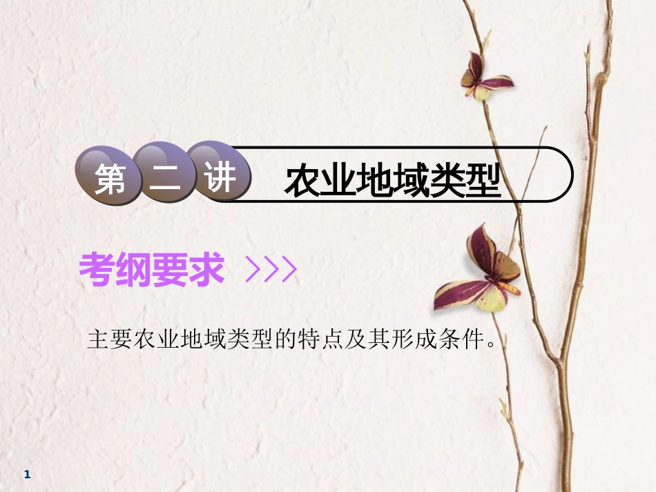 2019届高考地理一轮复习 第八章 农业地域的形成与发展 第二讲 农业地域类型课件_第1页