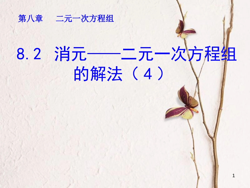 山东省诸城市桃林镇七年级数学下册 第8章 二元一次方程组 8.2 消元─解二元一次方程组（4）课件 （新版）新人教版_第1页