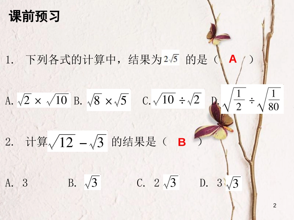 八年级数学上册 第二章 实数 7 二次根式 第2课时 二次根式（二）课件 （新版）北师大版_第2页