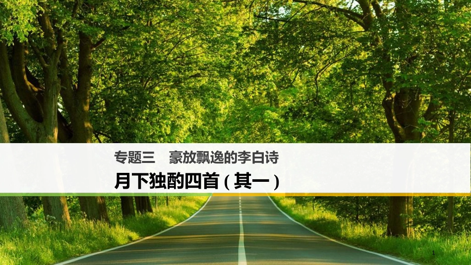 高中语文 专题三 豪放飘逸的李白诗 月下独酌四首（其一）课件 苏教版选修《唐诗宋词选读》_第1页