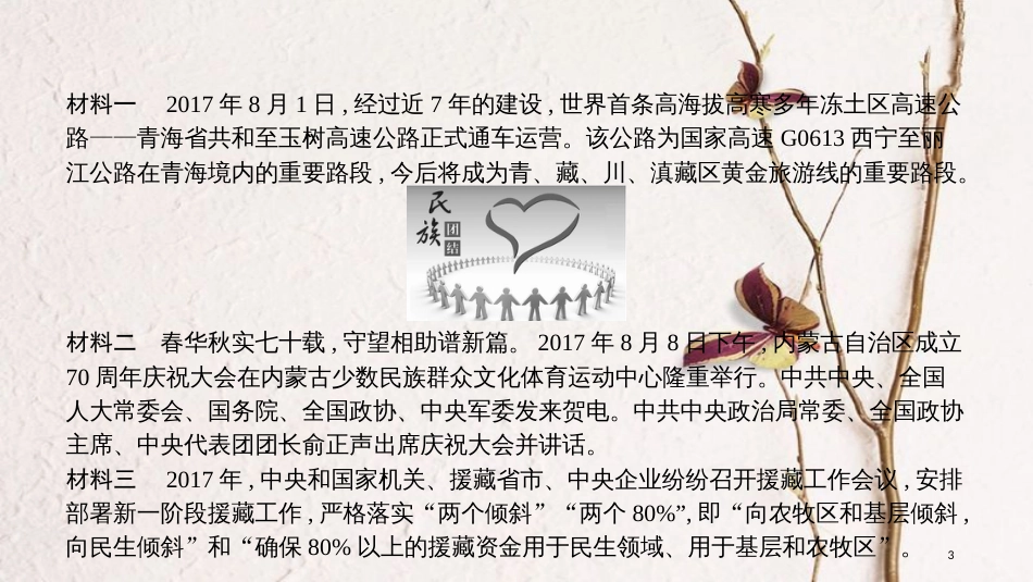 安徽省中考政治 热点专题探究八 加强民族团结 维护国家统一 主题1 加强民族团结 促进经济发展复习课件_第3页