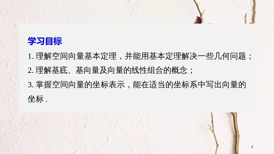 版高中数学 第三章 空间向量与立体几何 3.1 空间向量及其运算 3.1.4 空间向量的正交分解及其坐标表示课件 新人教A版选修2-1_第2页