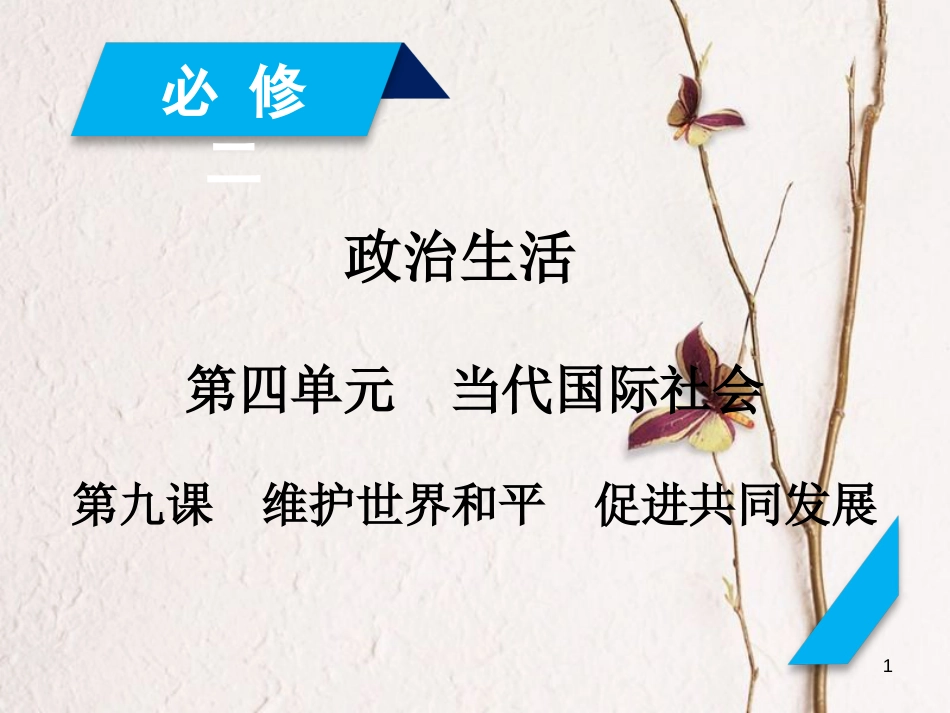 2019届高考政治一轮复习 第四单元 当代国际社会 第9课 维护世界和平促进共同发展课件 新人教版必修2_第1页