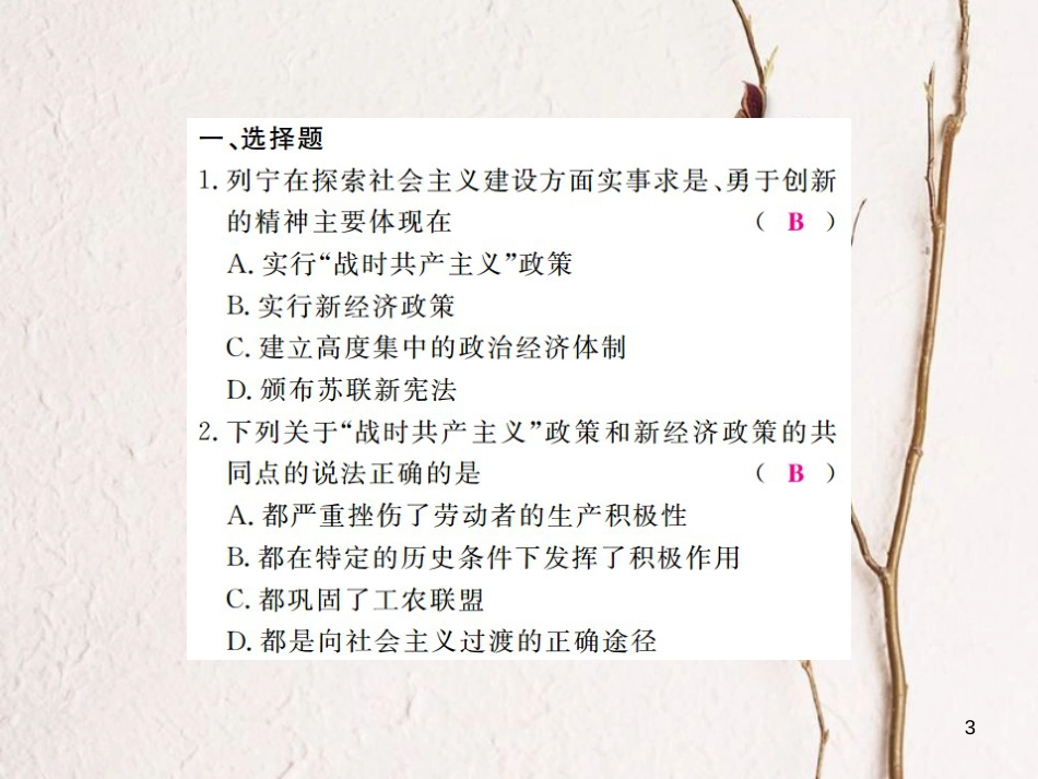 （通用版）九年级历史下册 期末专题复习 专题三 改革与创新习题课件 新人教版_第3页
