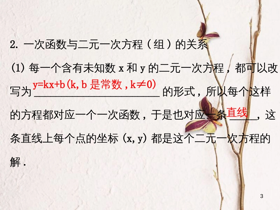 八年级数学下册 第19章 一次函数 19.2 一次函数 19.2.3 一次函数与方程、不等式课件2 （新版）新人教版_第3页