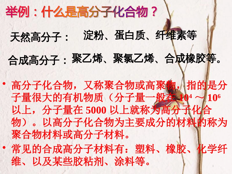 高中化学 第三单元 化学与材料的发展 3.3 高分子化合物与材料课件2 新人教版选修2_第1页