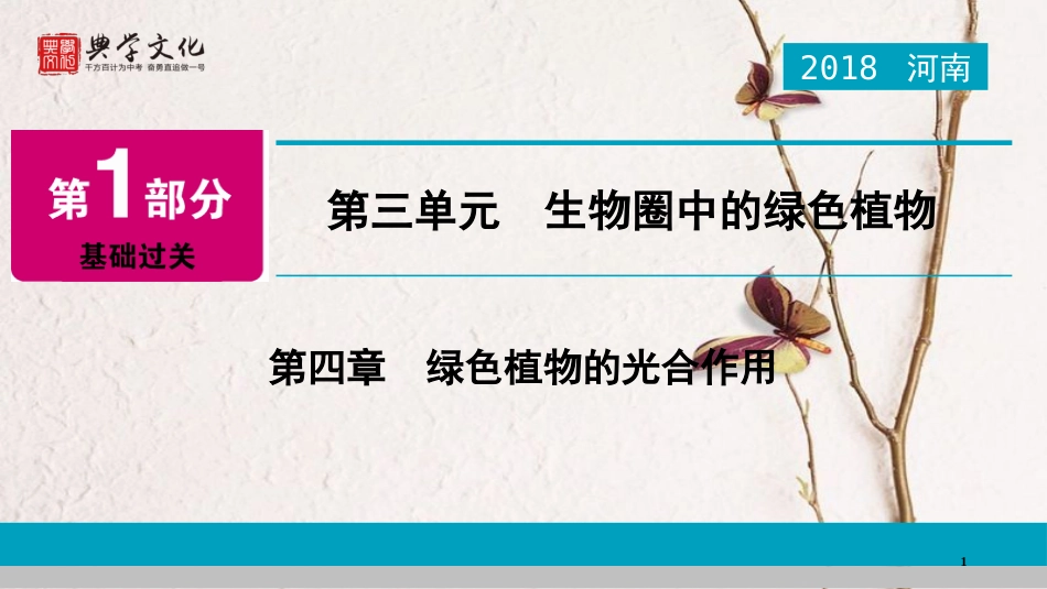 河南省2018年中考生物总复习 第1部分 第3单元 第4章 绿色植物的光合作用课件_第1页