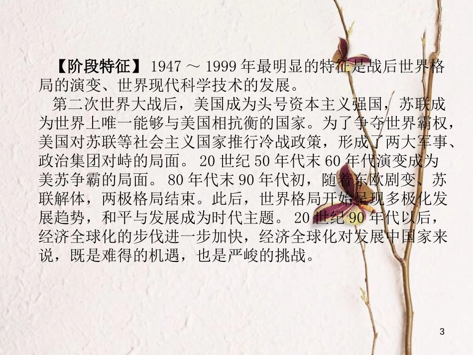 （青海专版）中考历史总复习 第一编 教材知识梳理 第30讲 战后世界格局的演变 科学技术和文化课件_第3页