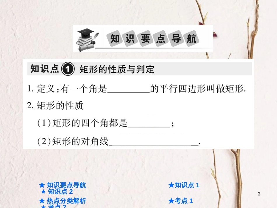 中考数学总复习 第一部分 基础知识复习 第5章 四边形 第2讲 矩形、菱形课件_第2页