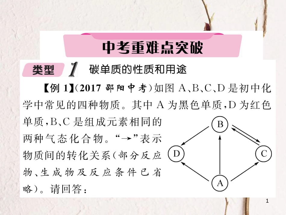 （青海专版）中考化学复习 第1编 教材知识梳理篇 第6单元 碳和碳的氧化物中考重难点突破（精讲）课件_第1页