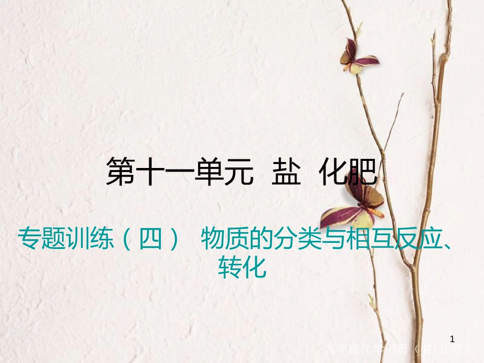 （江西专版）九年级化学下册 第11单元 盐 化肥 专题训练（四）物质的分类与相互反应、转化课件 （新版）新人教版_第1页