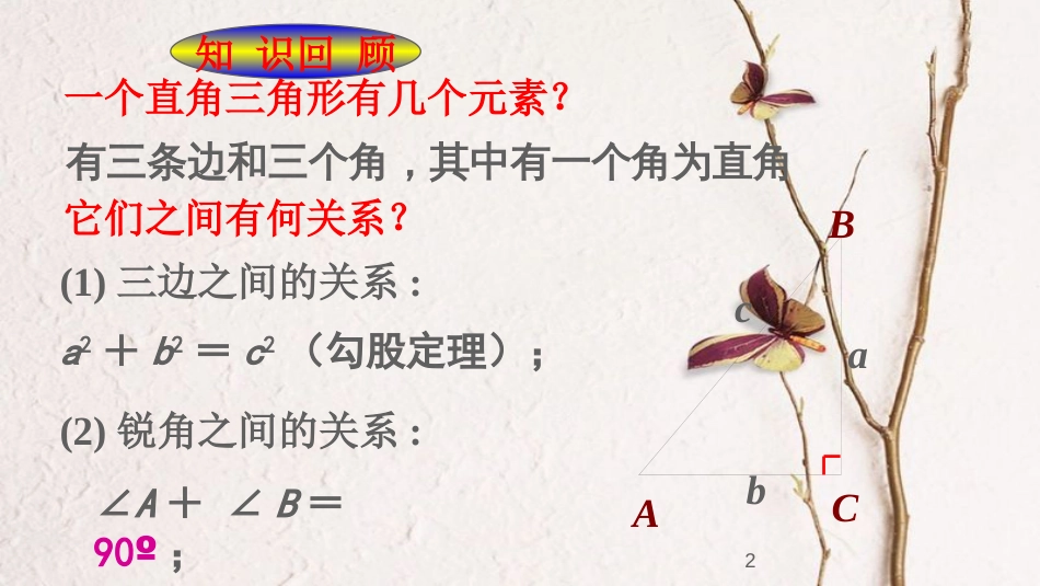 九年级数学下册 第一章 直角三角形的边角关系 1.4 解直角三角形课件 （新版）北师大版_第2页