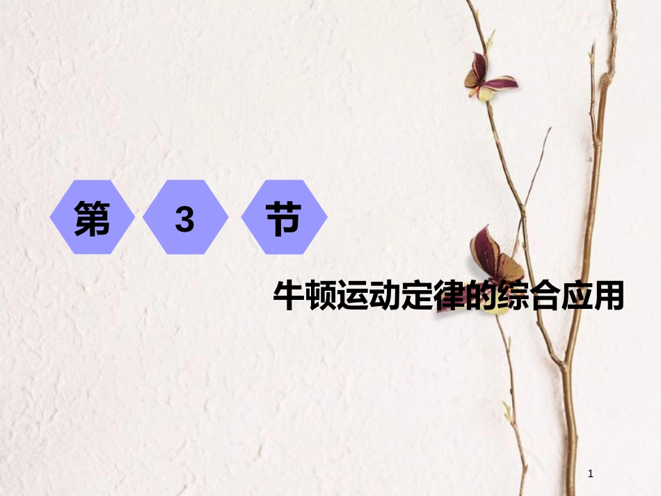 2019届高考物理一轮复习 第三章 牛顿运动定律 第3节 牛顿运动定律的综合应用课件_第1页