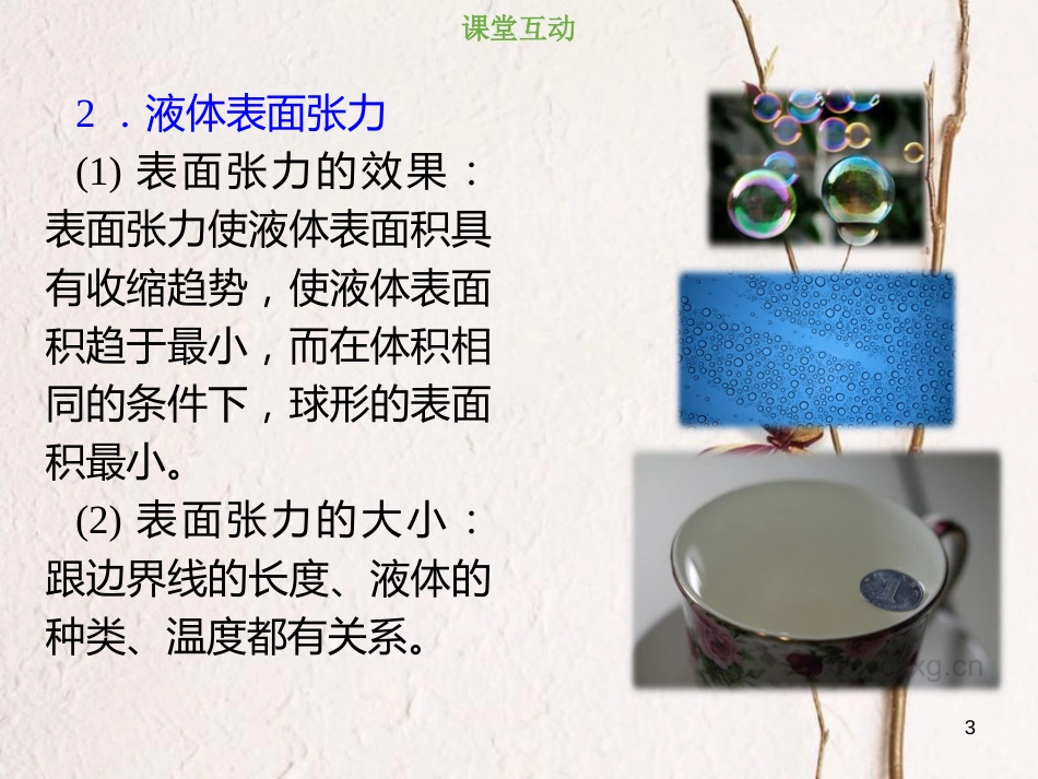 2019版高考物理总复习 选考部分 热学 13-2-1 考点强化 固体和液体的性质课件_第3页