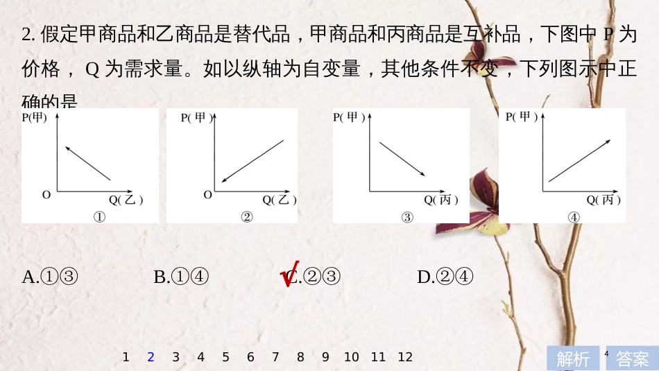 2019届高考政治一轮复习 第一单元 生活与消费 曲线类选择题专练课件 新人教版必修1_第3页