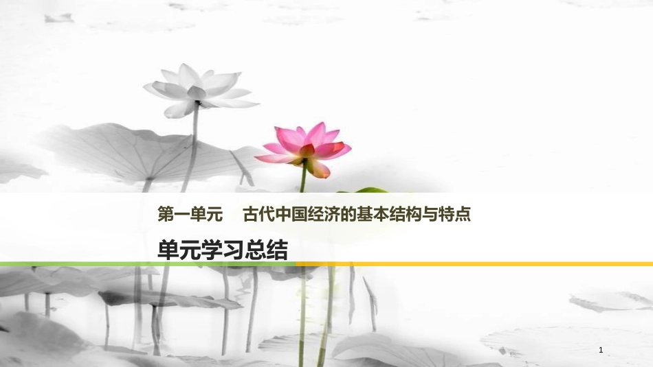 高中历史 第一单元 古代中国经济的基本结构与特点单元总结课件 北师大版必修2_第1页