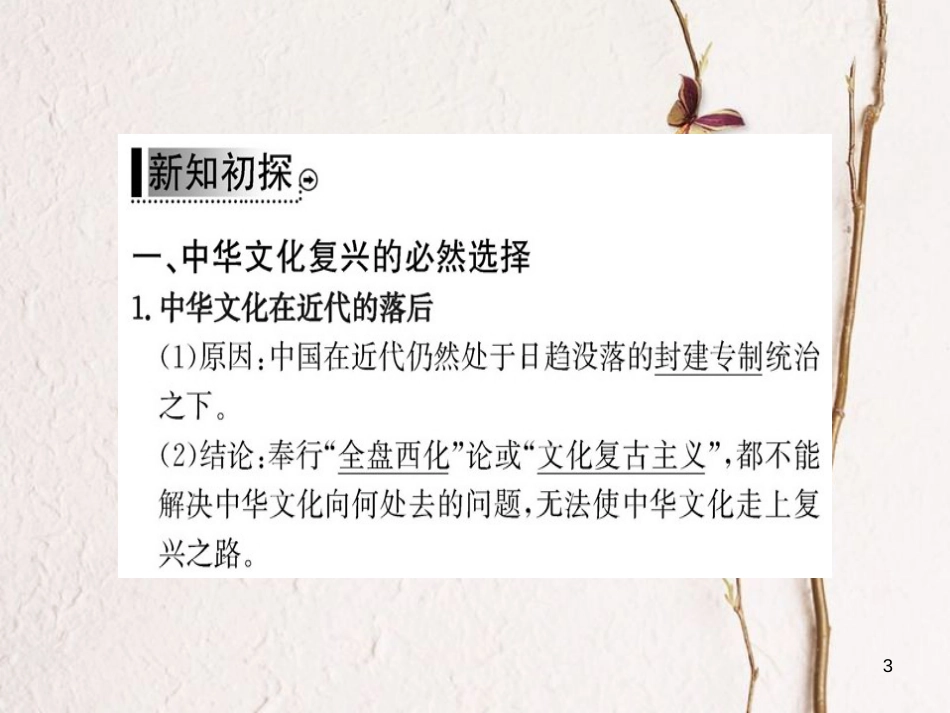 高中政治 第四单元 发展先进文化 第九课 建设中国特色社会主义文化 第一框 走中国特色社会主义文化发展道路课件 新人教版必修3_第3页