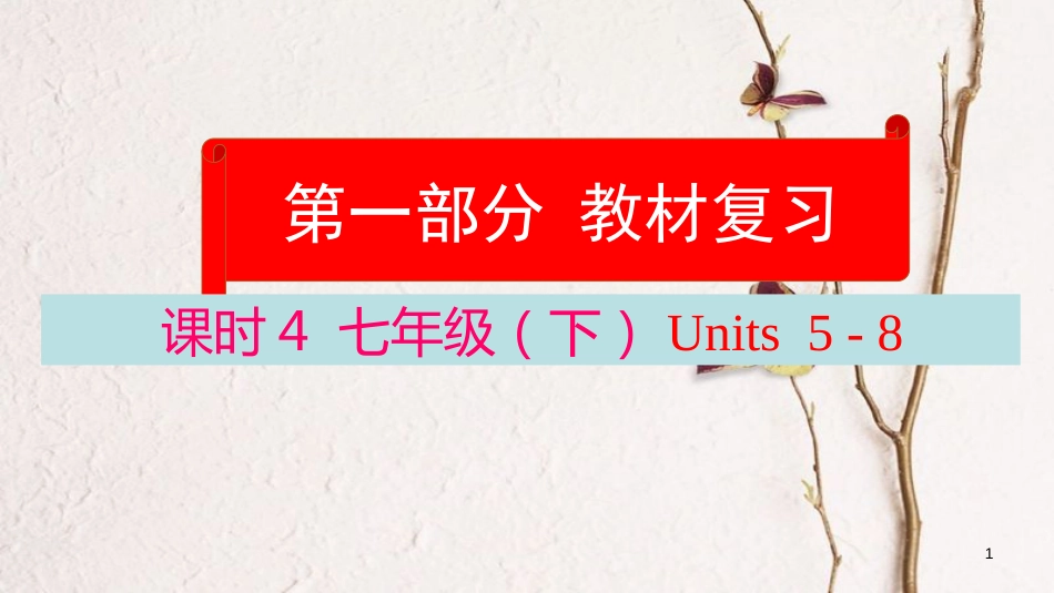 云南省中考英语学业水平精准复习方案 第一部分 教材复习 课时4 七下 Units 5-8课件_第1页