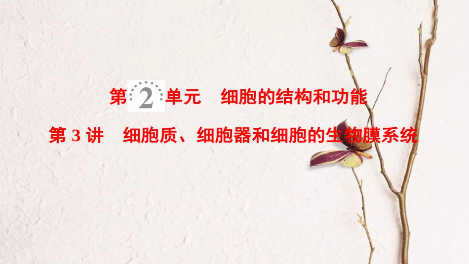 2019版高考生物一轮复习 第2单元 细胞的结构和功能 第3讲 细胞质、细胞器和细胞的生物膜系统课件 苏教版_第1页