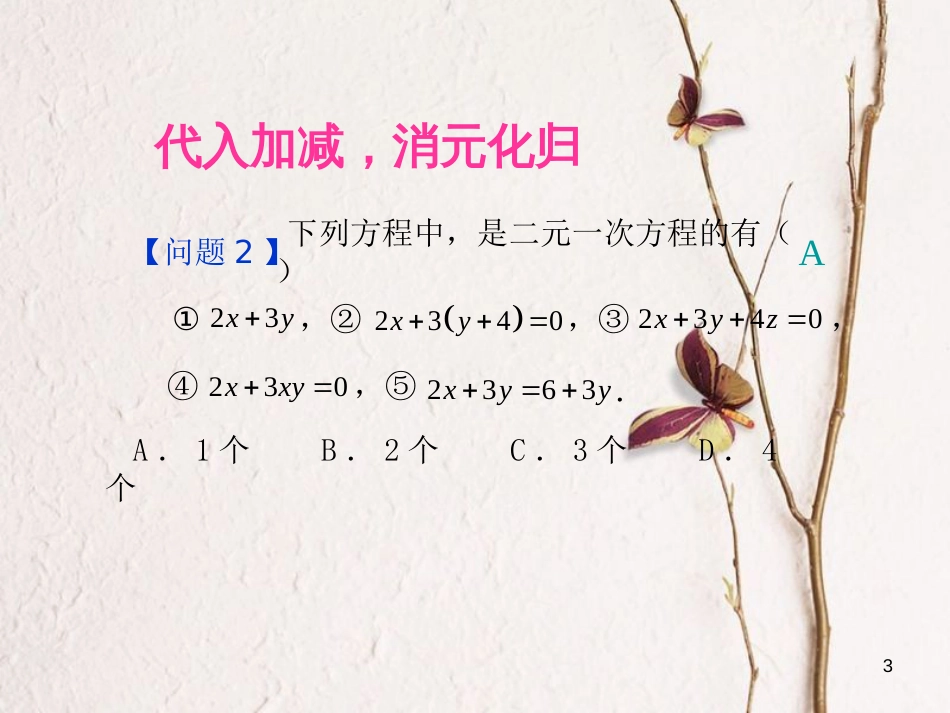 山东省诸城市桃林镇七年级数学下册 第8章 二元一次方程组复习小结课件 （新版）新人教版_第3页